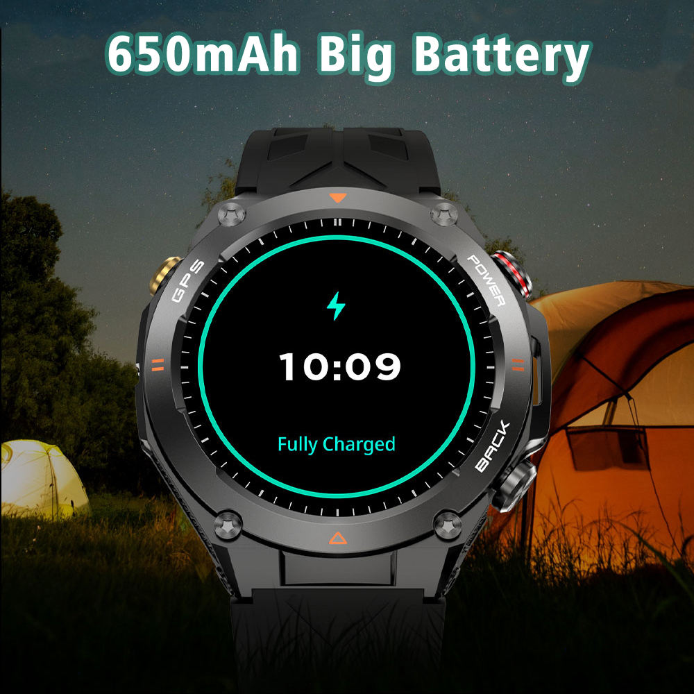SENBONO GPS Smart Watch Men 1.45'' HD Screen Built-In GPS Altimeter Barometer Compass AI Voice Compatible With Android & IPhone