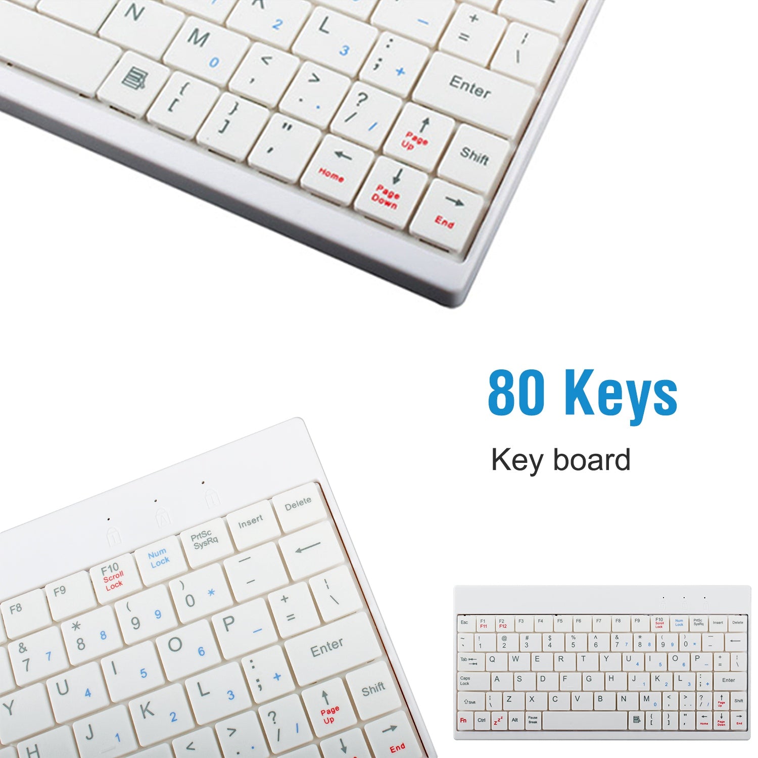 80 Keys Wired Keyboard Mini USB Connector Keyboard Portable Durable Keyboard With Carry Bag Tablet Stand For Android Window Tablet